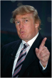 Donald Trump raising his finger in You're fired pose