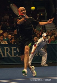 Andre Agassi hitting his forehand