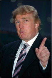 Donald Trump raising his finger in You're fired pose