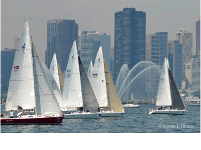Race to Mackinac - start of a fleet of boats